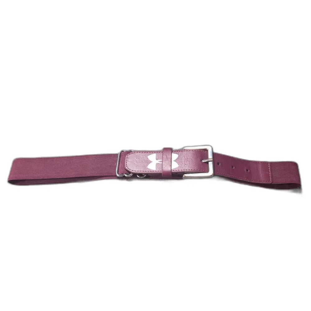 Under Armour Youth Elastic Baseball Softball Belt Maroon Burgundy Adjustable